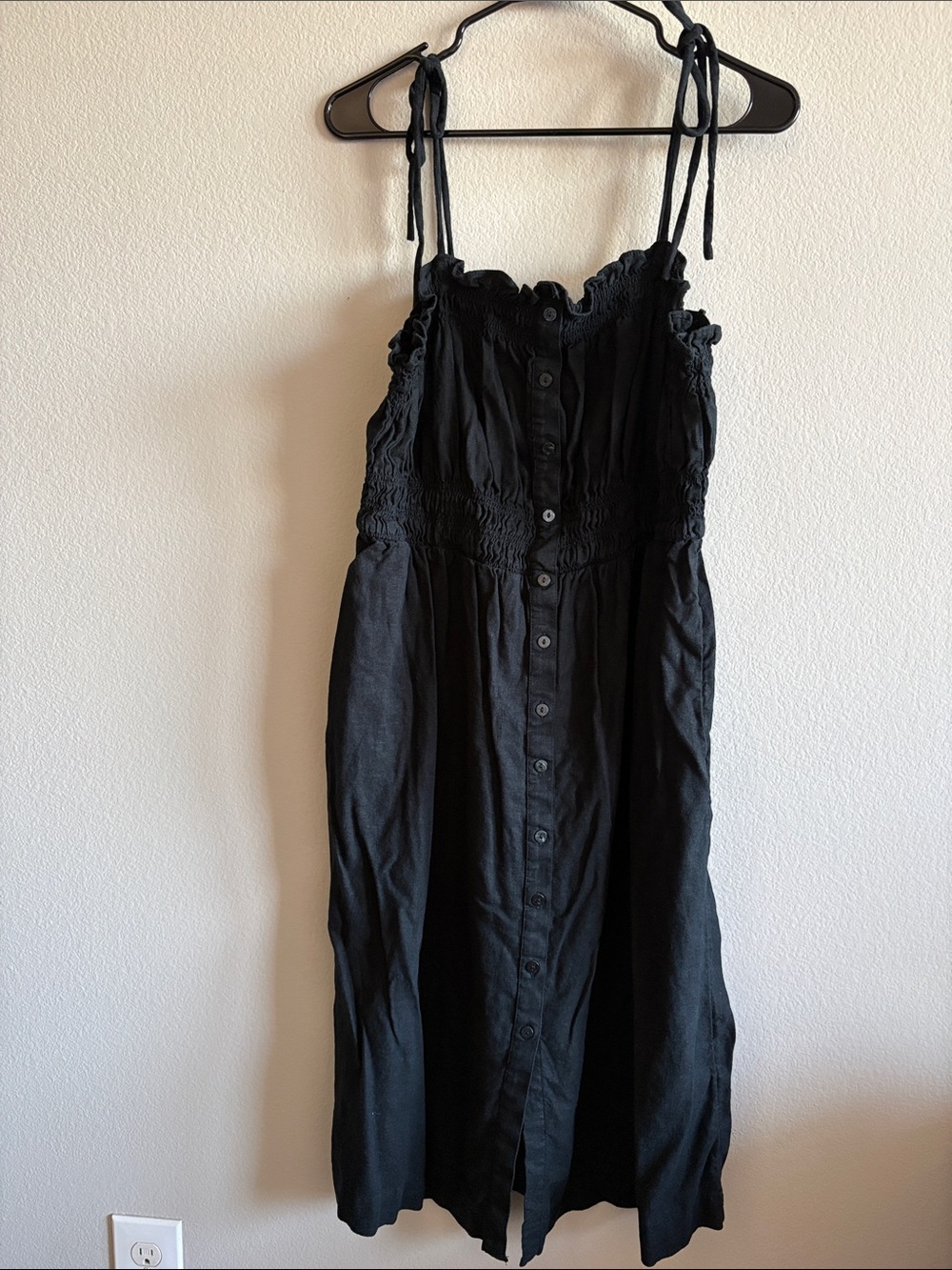 Universal Thread Sundress Black Adjustable Tie-Shoulder Smocked Bodice Size XXL